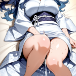 【エロ画像】青髪ウェーブロンググラマラス×潮吹き_AI_アニメエロ画像