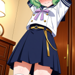 【エロ画像】茶髪くせ毛ショート貧乳×手縛り・拘束_AI_アニメエロ画像