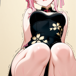 【エロ画像】桜色お団子巨乳スレンダー×バイブ責め_AI_アニメエロ画像