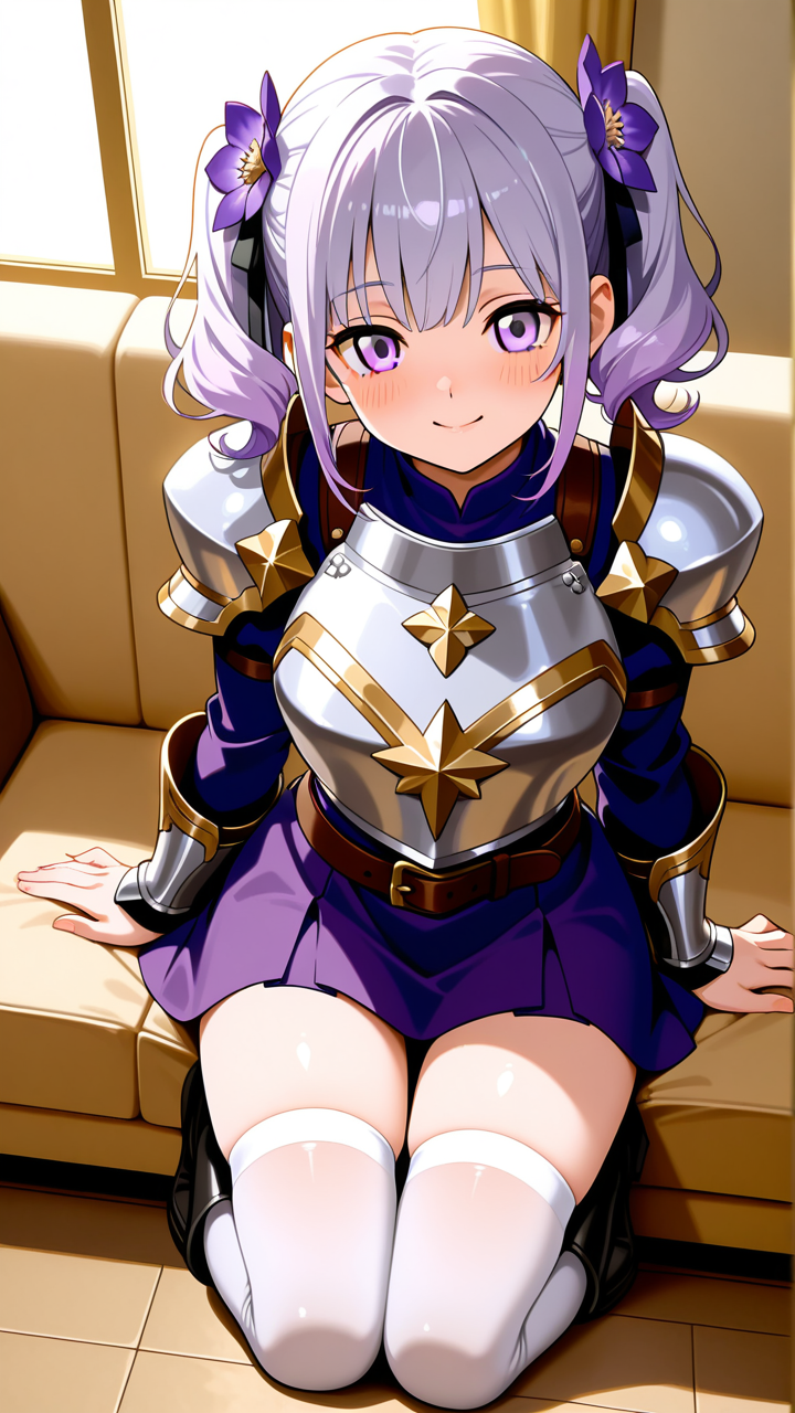 【エロ画像】紫髪ツインテール巨乳×ニーソ・絶対領域_AI_アニメエロ画像