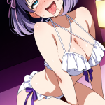 【エロ画像】紫髪外ハネボブ巨乳×アヘ顔・イキ顔_AI_アニメエロ画像