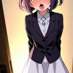 【エロ画像】紫髪外ハネボブ貧乳長身×アヘ顔・イキ顔_AI_アニメエロ画像