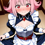 【エロ画像】ピンク髪外ハネボブむっちり×メイド服_AI_アニメエロ画像