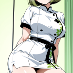 【エロ画像】グレーボブ巨乳むっちり×ナース服_AI_アニメエロ画像