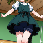 【エロ画像】深緑ポニーテールむっちり×体操服・ブルマ_AI_アニメエロ画像