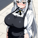 【エロ画像】銀髪ロングむっちりメイド×巨乳・爆乳_AI_アニメエロ画像