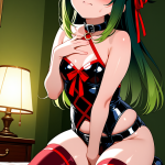 【エロ画像】緑髪ハーフアップむっちり×オナニー・自慰_AI_アニメエロ画像