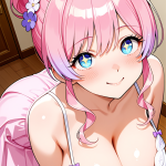 【エロ画像】ピンク髪アップ柔らか系×パイズリ_AI_アニメエロ画像