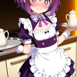 【エロ画像】マゼンタ髪くせ毛ショートロリ×メイド服_AI_アニメエロ画像
