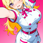 【エロ画像】ピンクグラデーションハーフアッ×ナース服_AI_アニメエロ画像